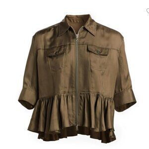 Cinq a Sept Helene Short-Sleeve Cropped Peplum Jacket